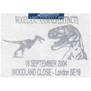Dinosaurs on postmark of UK 2004