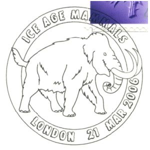 Wooly mammoth Tiger on on postmark of UK 2006