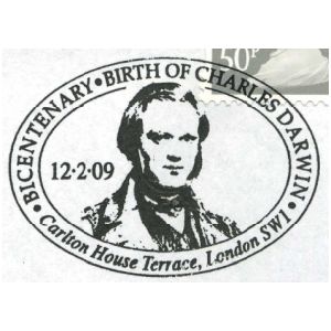 Evolution symbol sequence on postmark of UK 2009