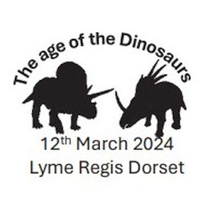 Tyrannosaurus rex  on commemorative postmark of Great Britain 2024