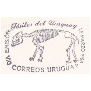 Propachyrucos fossil on postmarks of Uruguay 1998