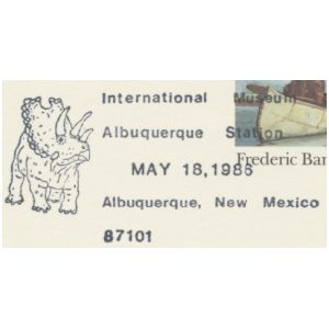 Triceratops dinosaur on postmark of USA 1986