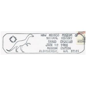 Dinosaur on postmark of USA 1986