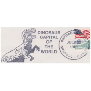 T-Rex dinosaur on postmark of USA 1989