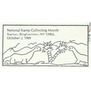 Brontosaurus dinosaur on postmark of USA 1989