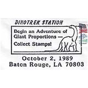 Sauropod on postmark of USA 1989