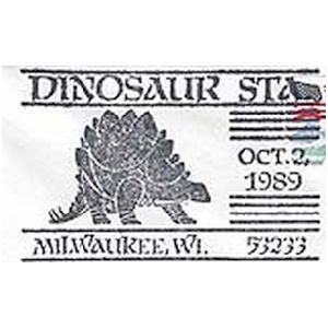 Stegosaurus on postmark of USA 1989