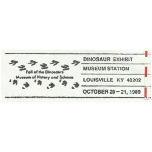 Dinosaur footprints on postmark of USA 1989