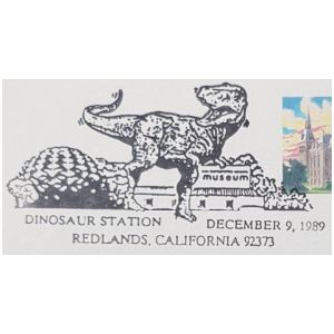 T-Rex dinosaur  on postmark of USA 1989