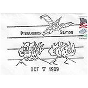 Pteranodon dinosaur on postmark of USA 1989
