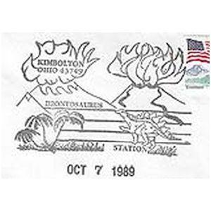 Stegosaurus dinosaur on postmark of USA 1989