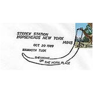Mammoth tusk on postmark of USA 1989