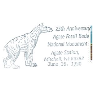 Prehistoric mammal on postmark of USA 1990
