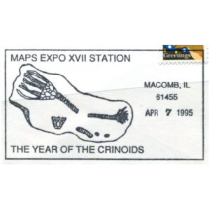 Fossils of Crinoids on postmark of USA 1995