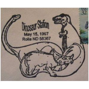 Dinosaurs on postmark of USA 1997