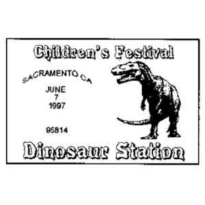 T-Rex dinosaur on postmark of USA 1997