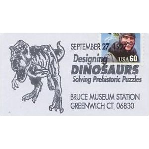 Tyrannosaurus rex dinosaur  dinosaur on postmark of USA 1997