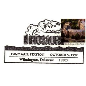 Tyrannosaurus rex dinosaur  dinosaur on postmark of USA 1997