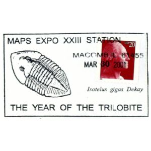 Trilobite on postmark of USA 2001