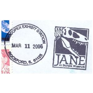 Tyrannosaurus rex on postmark of USA 2006
