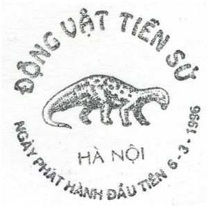 Dinosaurs on postmark of Vietnam 1996