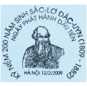 Charles Darwin on postmark of Vietnam 2009