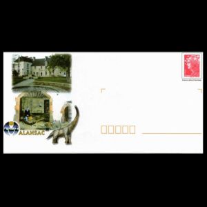 Dinosaurs on the cachet of the postal stationery of France