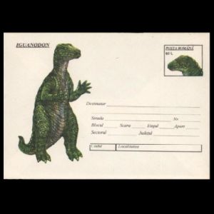 Iguanodon on postal stationery of Romania 1994