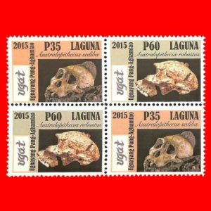 Homo floresensis on fake stamp of Indonesian island Pulau Flores 2015