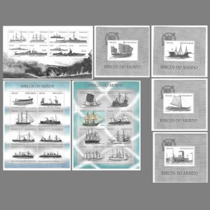HMS Beagle among other famous ships on stamps of Angola 1999