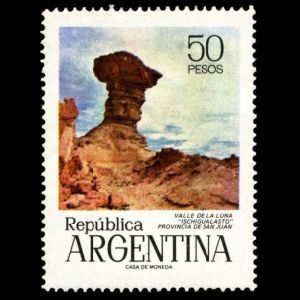 Moon valley on stamp of Argentina 1976