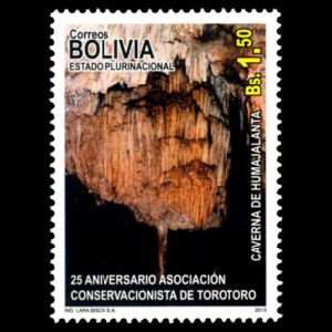 fossil-found place Torotoro on stamp of Bolivia 2013