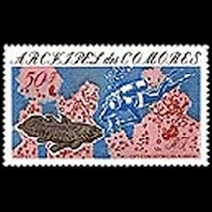Latimeria chalumnae fish on stamps of  Comor islands 1975