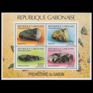 Flint tools on stamps of Gabon 1990