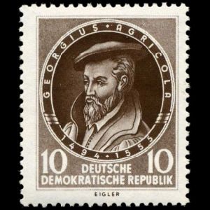 Georgius Agricola on stamp of Germany DDR 1955