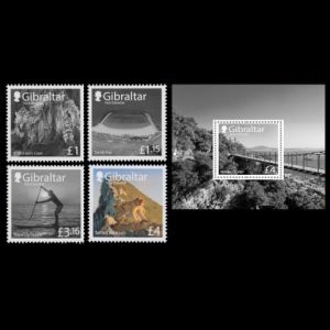 The Rock of Gibraltar among other old views of Gibraltar on stamps of 2018