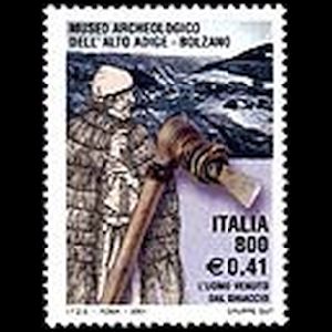 Prehistoric man Oetzi on stamp of Italy 2001