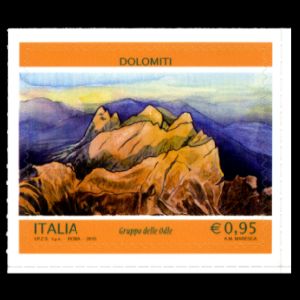 Dolimiti mountaints, fossil-found places on stamps of Italy 2015