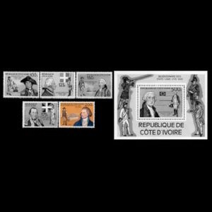 Thomas Jefferson aming other American Prsidents on stamps of Ivory Coast 1976