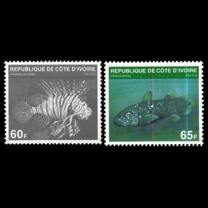 Coelacanth fish on stamps of Ivory coast 1979