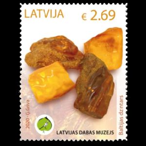 Amber on post stamps of Latvia 2020