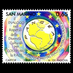 Pangea super-continent on stamp of San Marino 2008