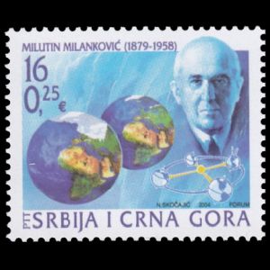 Milutin Milankovic on stamp of The union of Serbia and Montenegro 2004