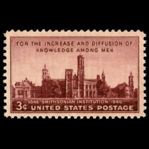 Smithsonian Institution which include National museum of natural history on stamps of USA 1946