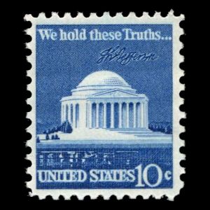Thomas Jefferson's monument on stamp of USA 1973