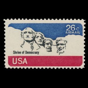 Thomas Jefferson in Mount Rushmore National Memorial on stamp of USA 1974