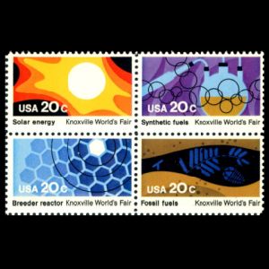 Stylized plant fossil on stamp of USA 1982