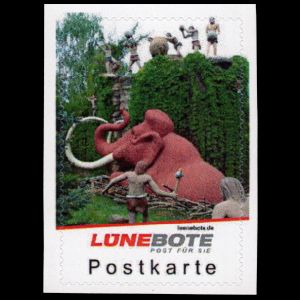 Mammoth and prehistoric humans of personalized stamps of Luenebote 2018