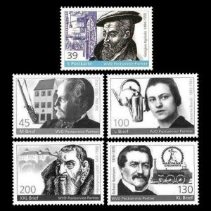 Georgius Agricola also called Georgii Agricolae on stamp of private German post company Post Modern 2013