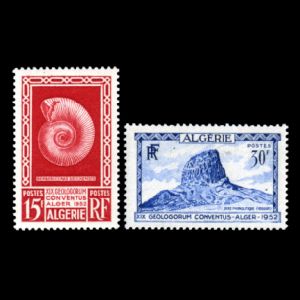 ammonite Berbericeras sekikensis on stamp of Algeria 1952